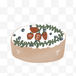 草莓蛋糕手绘卡通