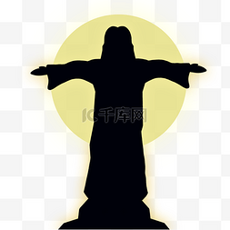 里约热内卢雕塑图片_手绘耶稣雕像插画