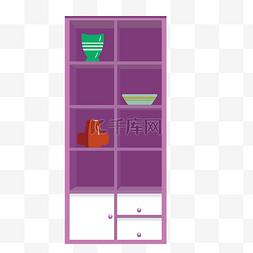 家居插画图片_紫色的餐边柜插画