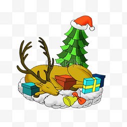 圣诞节看守礼物的麋鹿