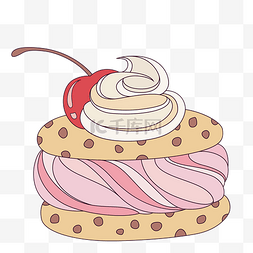 手绘卡通小蛋糕图片_卡通手绘草莓小甜点