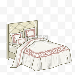 洁净的大床图片_手绘大床家具插画
