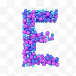 紫色立体字母图片_C4D气球立体字母E元素