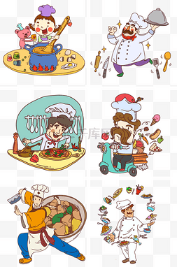 厨师儿童图片_手绘年夜饭厨师人物插画