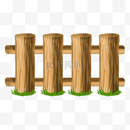 绿色栅栏图片_木质栅栏木桩插画