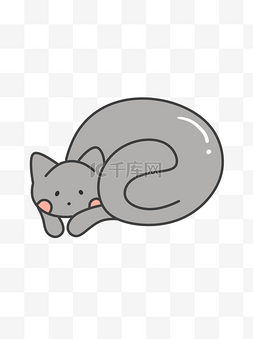 卡通可爱动物灰色猫咪图案元素