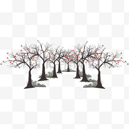树元素组合图片_树木树林色彩组合矢量