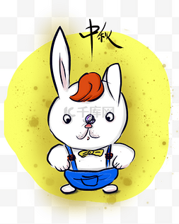 中秋节白色兔子圆月
