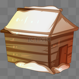 小木屋屋顶图片_棕色的木屋积雪插画