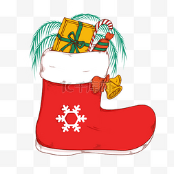 圣诞节海报广告图片_手绘卡通圣诞节精美挂饰袜子