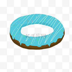 手绘蓝色甜甜圈