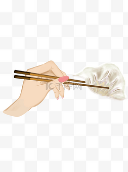 卡通夹筷子图片_夹着饺子的手绘设计