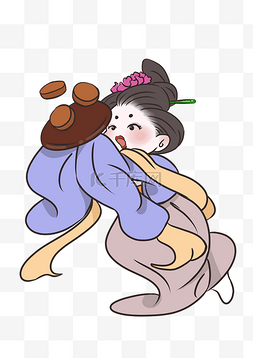 卡通唐朝人物图片_中秋节唐代仕女卡通人物月饼