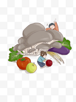 蔬菜水果卡通商业手绘元素之蘑菇