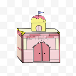 粉色的别墅装饰插画
