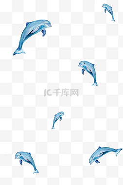 简约大气创意图片_蓝色海豚漂浮素材