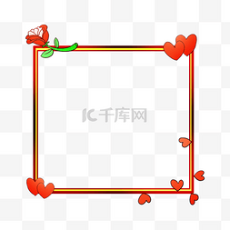 玫瑰花爱心边框图片_手绘情人节爱心边框