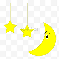 月亮星星卡通图图片_卡通黄色的星星月亮免抠图