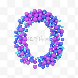 蓝色立体字母图片_C4D气球立体字母O元素