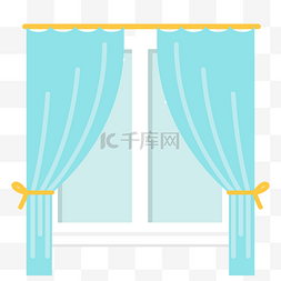 小窗户图片_蓝色温馨小窗户窗帘