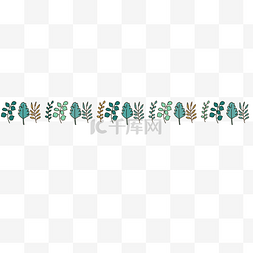 卡通植物分割线图片_绿植树木分割线插画