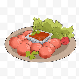 火锅食材插画图片_插画手绘肉丸子图