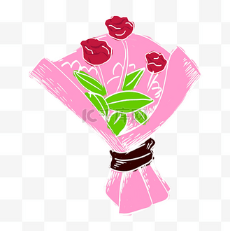 玫瑰花束卡通图片素材_手绘花可爱卡通玫瑰花束