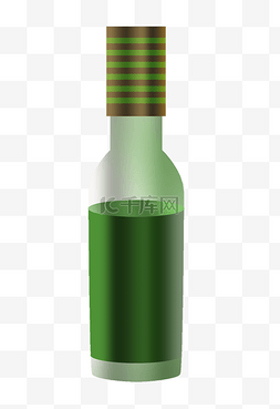 手绘绿色的瓶子插画