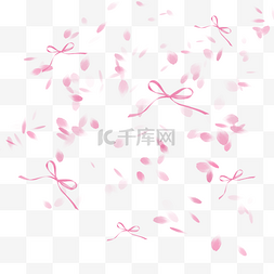 粉色漂浮花瓣蝴蝶结