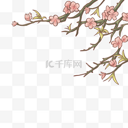 花枝背景图片_梅花花卉花枝背景插画