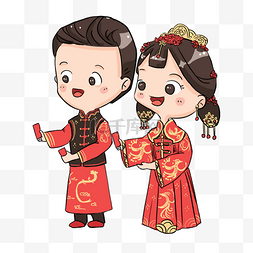 情侣插画古风图片_中式婚礼爱人夫妻红包