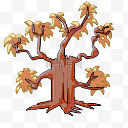 卡通树冠图片_伸展的树枝大树插画