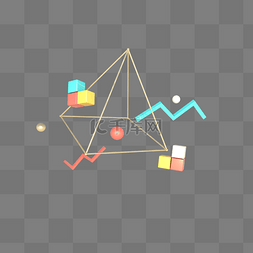 促销漂浮小素材图片_C4D立体电商漂浮几何元素