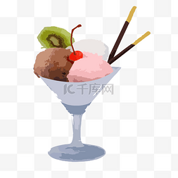 夏日冷饮饮品甜点冰淇淋高脚杯樱