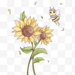 向日葵和花图片_采蜜的蜜蜂和向日葵