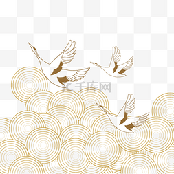 中金色底纹图片_中国风传统鹤烫金印花底纹