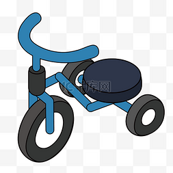蓝色儿童三轮车插画