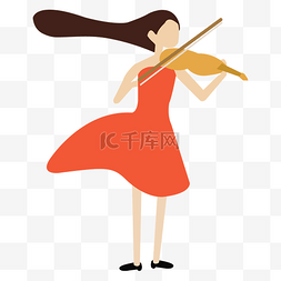简约商务易拉宝图片_卡通矢量简约拉小提琴的女孩