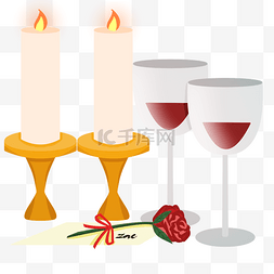 情人节可商用图片_情人节烛光晚餐红酒杯玫瑰花情书