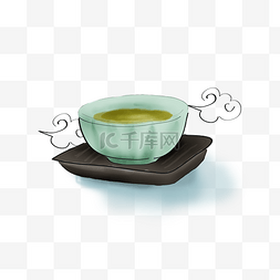 中国茶具手绘图片_白露手绘清茶和祥云