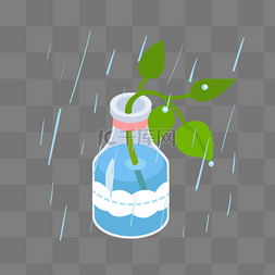 雨水植物手绘插画