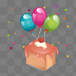 插画创意的蛋糕气球