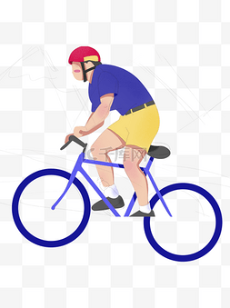 手绘自行车人物图片_锻炼手绘自行车运动员装饰元素