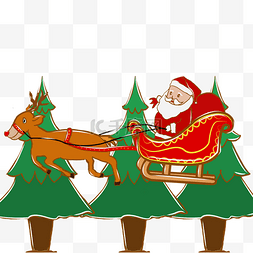 圣诞老人麋鹿车图片_圣诞老人雪橇车