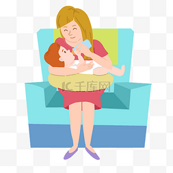 母婴怀抱婴儿的妈妈