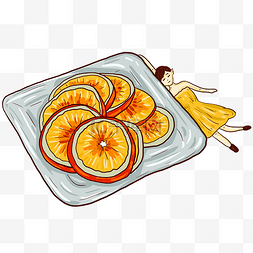 手绘卡通可爱橙子食物插画食物女