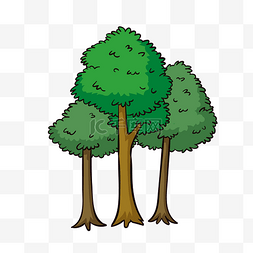 绿色卡通树矢量图片_卡通手绘三棵树矢量素材