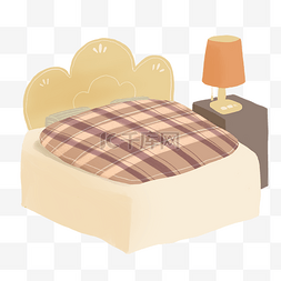 棕色被子和枕头插画