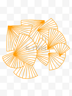 扇形叶图片_手绘黄色银杏叶纹商用素材