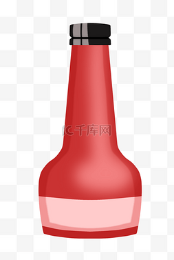 红酒手绘图片_手绘红色瓶子